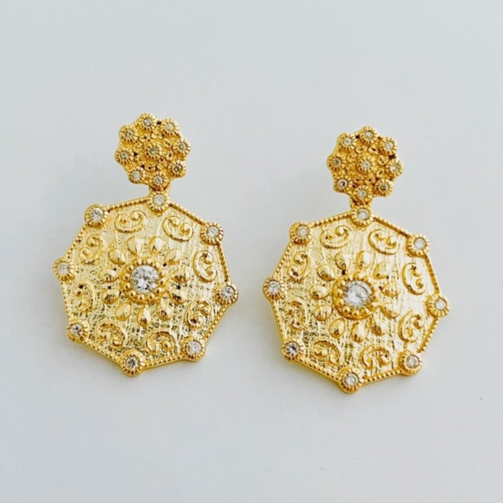 Sterling Silver 18k Gold Vermeil Cubic Zirconia Earrings
